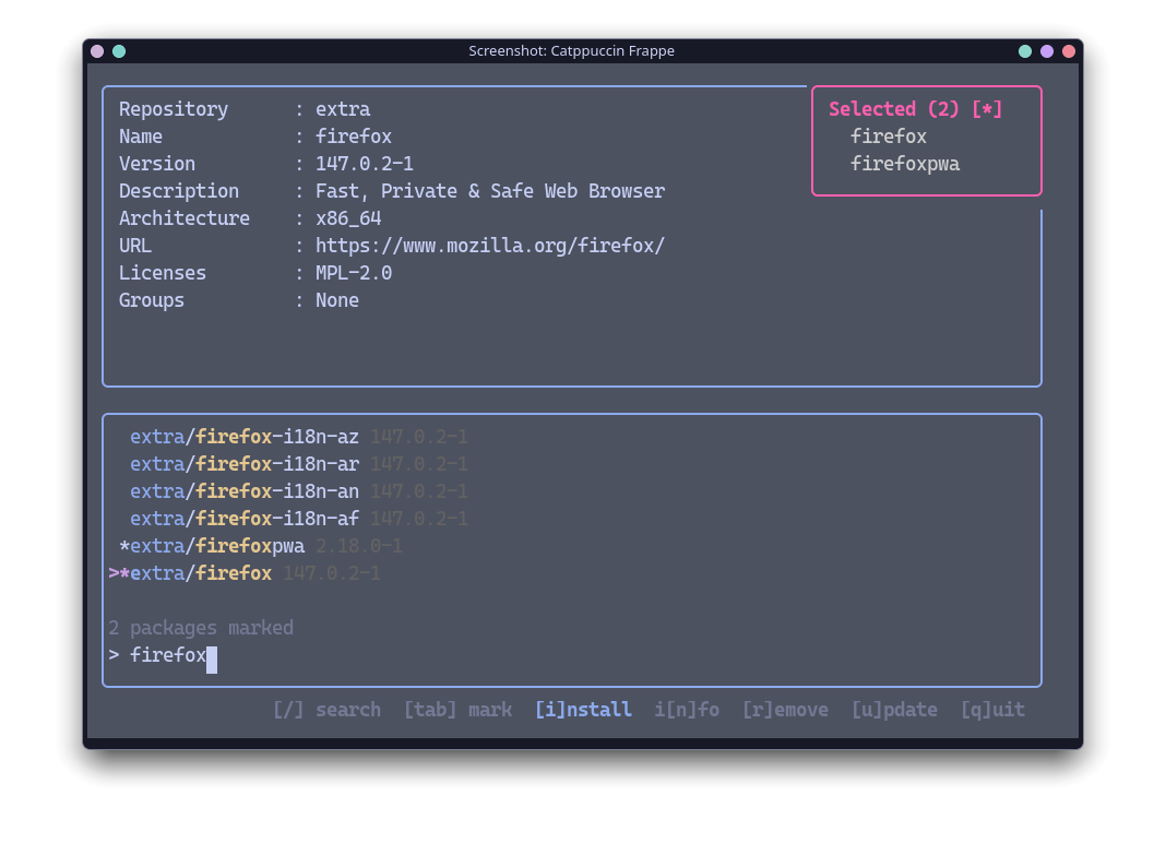 catppuccin frappe theme in gaur