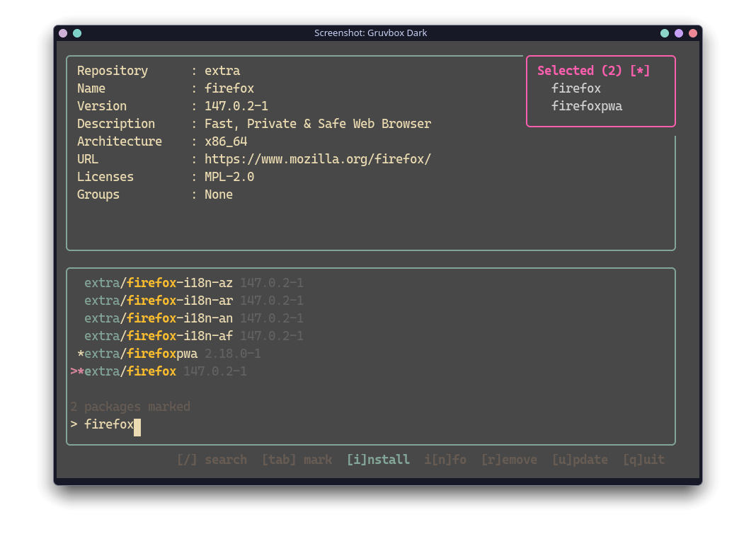 gruvbox dark theme in gaur
